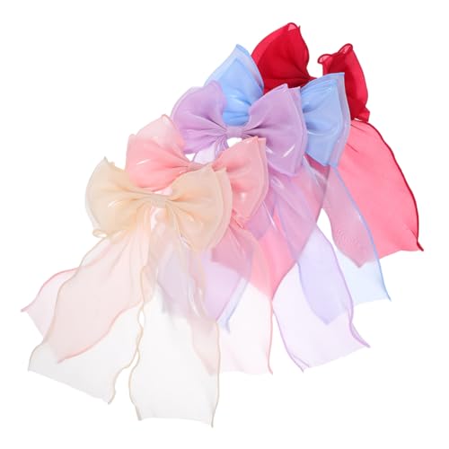 Homoyoyo 5 Stück Große Haarschleifen mit Tüll für Damen Weiche Meshstoff-bowknot Clips mit Langen Bändern Rutschfeste Federklemmen für Hochzeiten Partys und Alltagsschmuck von Homoyoyo