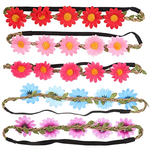 Homoyoyo 5st Kranz Tiara Stirnband Mit Blumenkranz Sonnenblume Kopfbedeckung Mit Blumengirlande Stirnband Für Frauen Blumenhaargirlande Frauen Kopfschmuck Stoff Haarring Hochzeit Braut von Homoyoyo