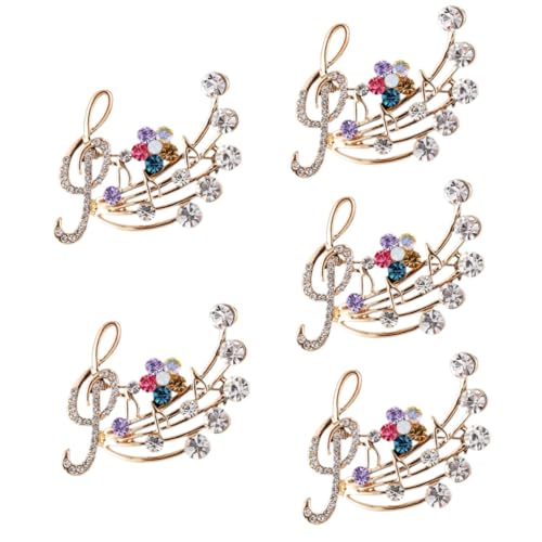 Homoyoyo 5 Stück Musiknote Brosche mit Strassstein Anstecknadel für Damen Funkelndes Accessoire für Pullover Jacken Hüte für Hochzeiten Besondere Anlässe von Homoyoyo