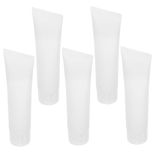 Homoyoyo 5 Stück Nachfüllbare Reise Quetschflaschen aus Umweltfreundlichem PVC PP Transparent Robust für Shampoo Gesichts und Handcreme Praktische Kulturtasche für Unterwegs von Homoyoyo