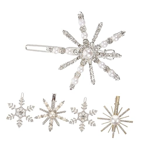 Homoyoyo 5 Stück Schneeflocken Haarklammern mit Strass Glitzernde Haarspangen für Damen Langlebige Schonende Haaraccessoires Passend für Mittleres Langes Haar Festlicher Haarschmuck für von Homoyoyo