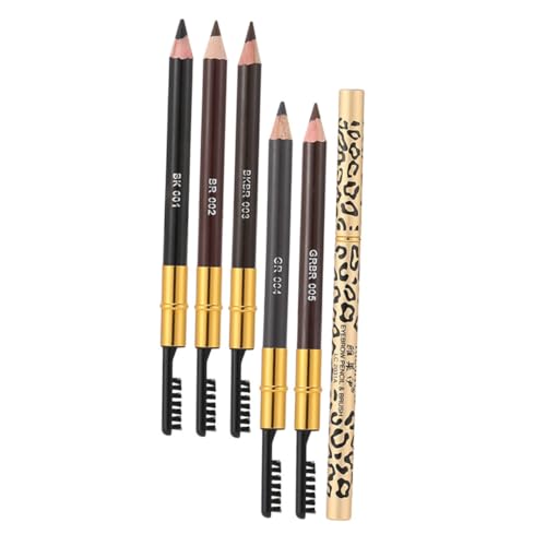Homoyoyo 5 Stück Teiliges Augenbrauenstift mit Pinsel Dualseitiger Wasserfester Augenbrauenstift für Natürliche Form und Langanhaltendes Make Up Verschiedene Braun und Grautöne für von Homoyoyo