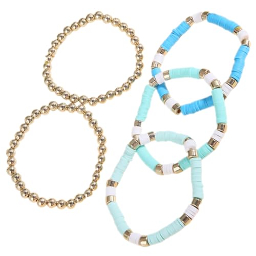 Homoyoyo 5 Stück Teiliges Boho Armbänder Polymer Clay Dehnbare Perlenarmbänder für Damen Herren für Strand Party Modischer Schmuck für Frauen Teenager von Homoyoyo