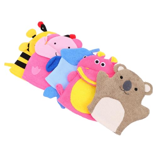 Homoyoyo 5 Stück Teiliges Cartoon Badetuch Waschhandschuhe aus Weichem Polyesterfaser Schwamm Sanftes Peeling und Reinigung für Kinderhaut Bunte Saugfähige Badeschwämme von Homoyoyo