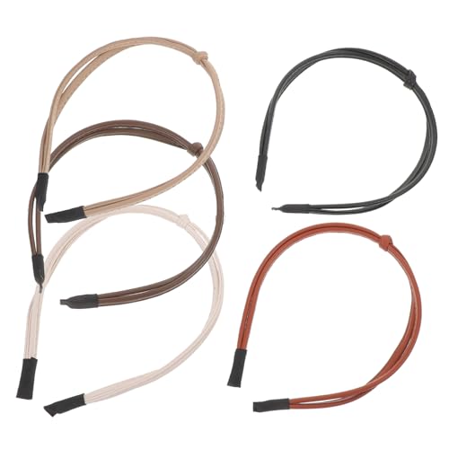 Homoyoyo 5 Stück Teiliges Damen Stirnband Verstellbare Geknotete Haarbänder aus Leder Schwarz Khaki Hellbraun und Dunkelbraun für Prom Geburtstagsfeiern und Besondere Anlässe von Homoyoyo