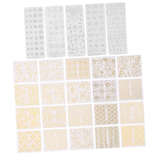 Homoyoyo 5 Stück Teiliges Nail Art Stamping Plate mit Klassischen Floralen Motiven Langlebigen Stencils für DIY Maniküre Geeignet für Gel Nägel Stempel Nagelstudio und Heimgebrauch von Homoyoyo