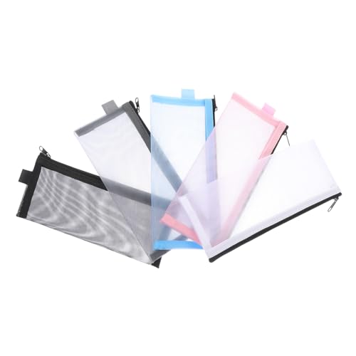 Homoyoyo 5 Stück Teiliges Transparente Nylon Netz Stifttaschen aus Strapazierfähigem Material Praktische Federmäppchen für Schüler Durchsichtige Schreibwarenbeutel für Schule und Reise von Homoyoyo