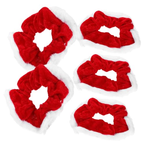 Homoyoyo 5 Stück Teiliges Weihnachts Haargummis aus Velours Elastische Ponytail Holder mit Angenehmer Dehnbarkeit und Strapazierfähigem Gummiband Vielseitig für Damen und Mädchen bei Party von Homoyoyo