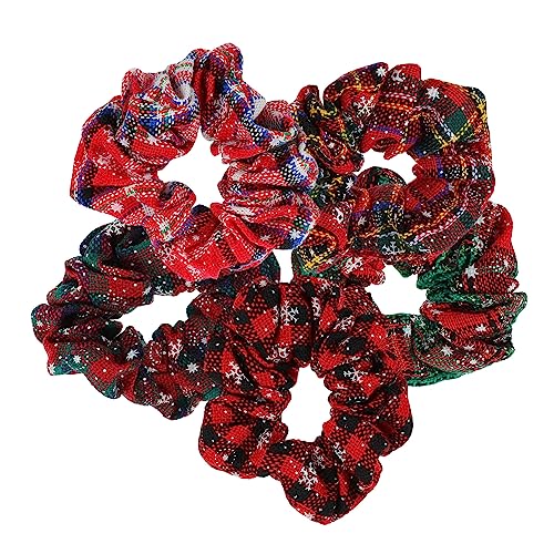 Homoyoyo 5 Stück Teiliges Weihnachts Haarschmuck mit Elastischen Haargummis Schneeflocken Bunte Weiche Haarbänder für Damen Festliche Zopfgummis für Weihnachten und Party von Homoyoyo