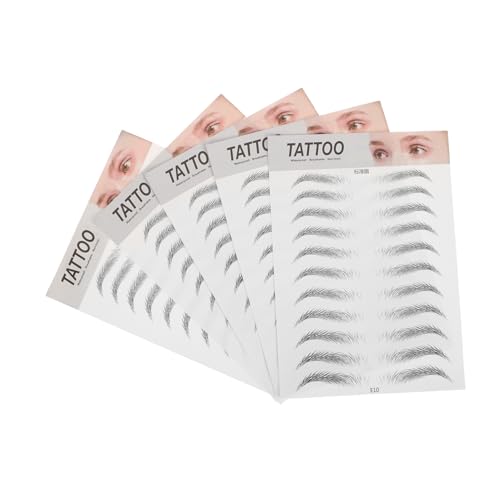 Homoyoyo 5 Stück Wasserfeste Augenbrauensticker für Temporäre Haarähnliche Aufkleber Schwarz für Einfache Anwendung und Augenbrauenformung von Homoyoyo