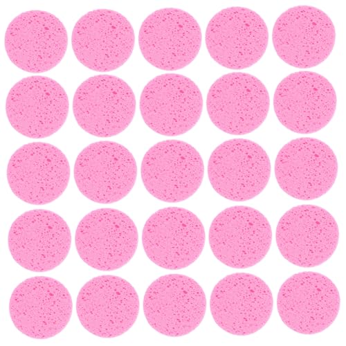 Homoyoyo 50 Stück Komprimierte Runde Gesichtsschwämme Aus Natürlicher Zellulose Sanfte Make up Entferner Schwämme Für Tägliche Reinigung Und Peeling Rosa von Homoyoyo