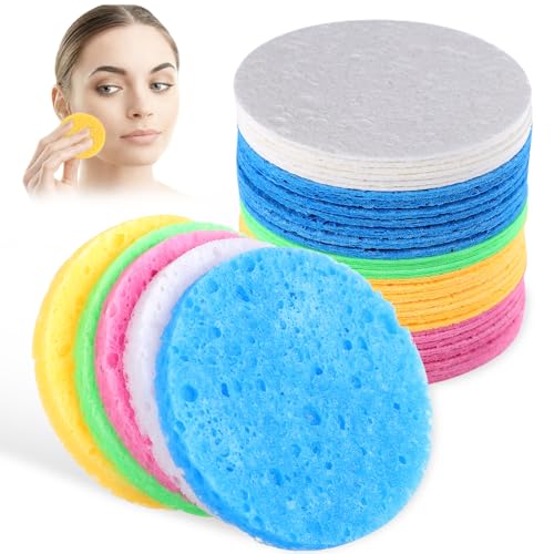 Homoyoyo 50 Stück Runde Gesichtsreinigungsschwämme Wiederverwendbare Makeup Entferner Pads Tragbar Sanft Zur Haut Tiefenreinigung Poren Reinigung Waschbar Für Tägliche Anwendung von Homoyoyo