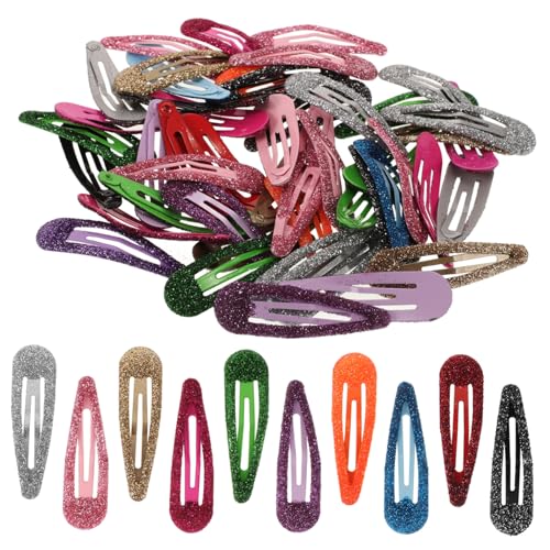 Homoyoyo 50 Stück Teiliges Bunte Glitzer Haarspangen Wassertröpfchen Design Metall Snap Hair Clips Geeignet für Junge Mädchen Mädchen und Damen Haarschmuck Accessoires in Farben von Homoyoyo