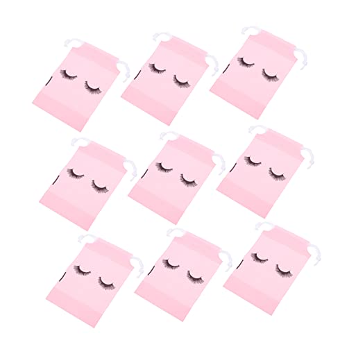 Homoyoyo 50stücke Kosmetiktasche Mit Wimpernmuster Tragbare Reisetasche Mit Kordelzug Für Kosmetik Toilettenartikel Für Damen Mädchen Eva Rosa von Homoyoyo