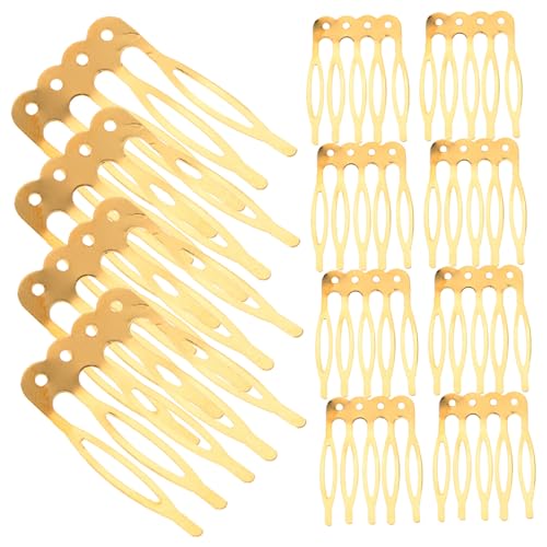 Homoyoyo 50stücke Diy Haarkämme Einfache Steckkämm Mit Fünf Zähnen Handgefertigte Haarschmuckkämm Für Frauen Und Mädchen Gold von Homoyoyo