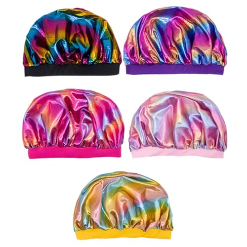 Homoyoyo 5stücke Duschhaube Aus Polyester Für Schlaf Und Baden Schützt Haare Vor Nässe Beim Waschen Geeignet Für Junge Mädchen Und Erwachsene Einfach Anzuwendende Duschkopfabdeckung von Homoyoyo