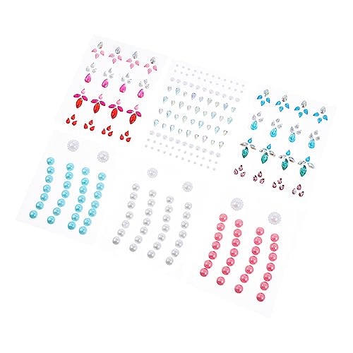 Homoyoyo 6 Blätter Augenbrauen Juwelen Aufkleber Set Glitzer Gesichtssteine Selbstklebende Dekoration für Augen Ohren und Körper Accessoires für Partys und Festivals von Homoyoyo