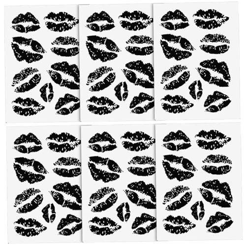 Homoyoyo 6 Blätter Lippenabdruck Temporäre Tattoos Wasserdichte Klebetattoos Hautfreundlich Unisex Party Deko Sticker Langlebig und Hautverträglich von Homoyoyo