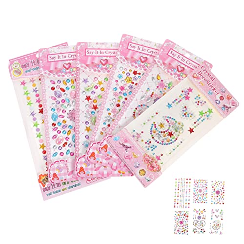 Homoyoyo 6 Blätter Selbstklebende Gesichtsglitzer Aufkleber Gem Sticker mit Blumen Delfinen und Herzen für Halloween und Festivals Sicher und Hautfreundlich von Homoyoyo