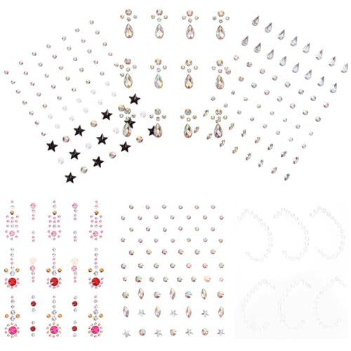Homoyoyo 6 Blätter Teiliges Selbstklebende Gesichtsschmuck Glitzersteine Wassertröpfchen Rhinstone Aufkleber für Party Make up Festival Dekoration von Homoyoyo