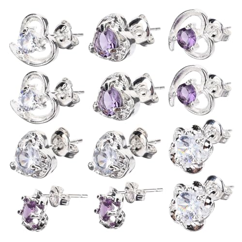 Homoyoyo 6 Paare Amethyst-Ohrstecker Herzohrringe Bunte Zirkonohrringe Teenagerohrringe Herz-Tropfen-Ohrringe Frauen Ohrring Zirkonblumenohrringe Legierung Violett Homoyoyo 6 Paare Amethyst-Ohrstecker Herzohrringe Bunte Zirkonohrringe Teenagerohrringe Herz-Tropfen-Ohrringe Frauen Ohrring Zirkonblumenohrringe Legierung Violett von Homoyoyo