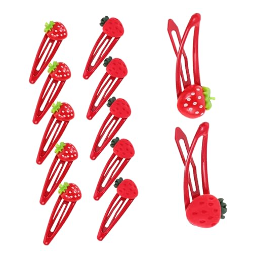 Homoyoyo 6 Paare Erdbeer Haarspangen Haarklammern Süßes Design Sanfter Griff Langlebig für Mädchen Kleinkinder Teens Haarschmuck Cartoon Früchte Haarklammern von Homoyoyo