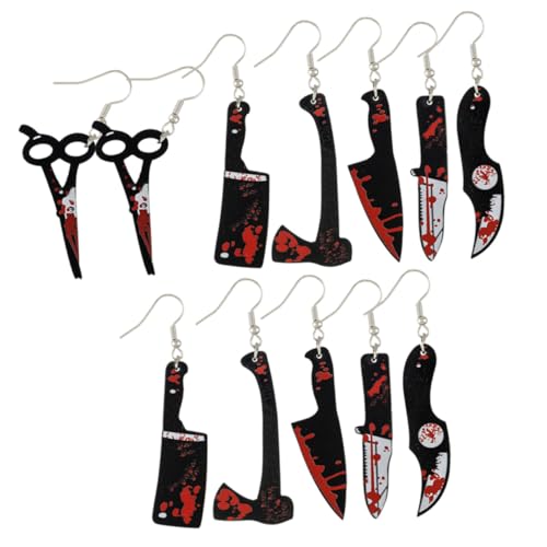 Homoyoyo 6 Paare Halloween Blutige Ohrringe Dangle Ohrschmuck Leicht Für Damen Mädchen Party Kostüm Zubehör von Homoyoyo