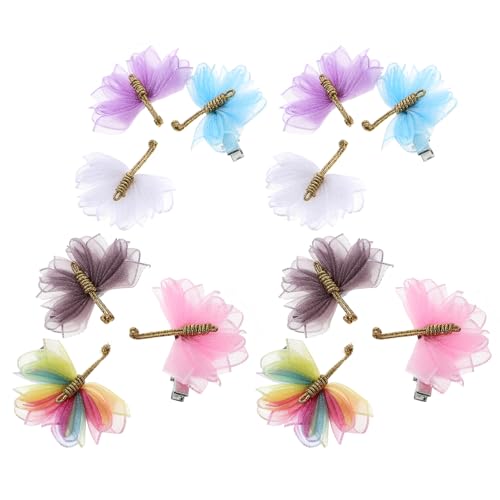 Homoyoyo 6 Paare Schmetterlings Haarspangen Süße Haarklammern für Mädchen Handgefertigte Netz Veil Haarclips Weiß Regenbogen Blau von Homoyoyo