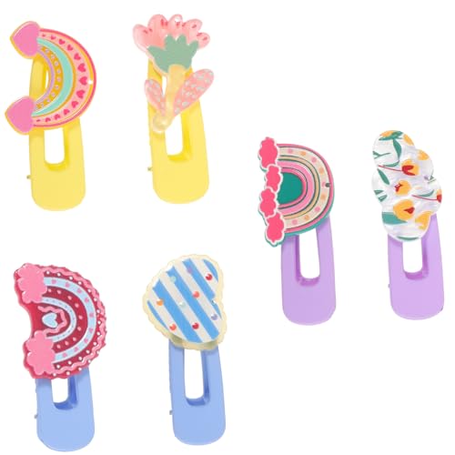 Homoyoyo 6 Stck Teiliges Bunte Haarklammern für Mädchen Niedliche Blumen Regenbogen designs Langlebige Kunststoff Haarspangen Modische Haarschmuck accessoires für Party und Alltag von Homoyoyo