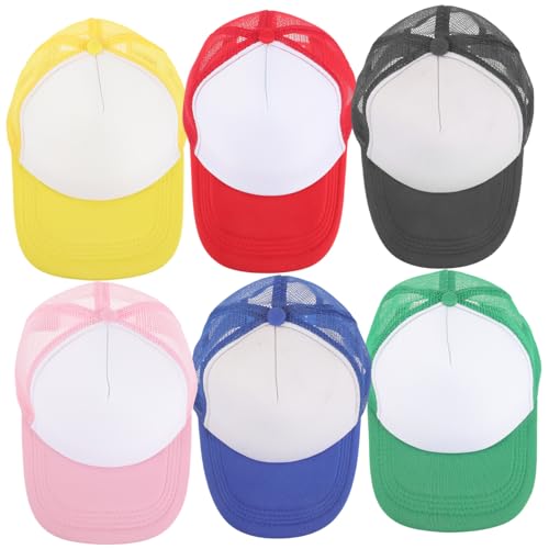 Homoyoyo 6stücke Baseballkappe Für Sublimation Blanko-Hut Aus Polyester-mesh Unisex Für Erwachsene Verstellbarer Riemen Hinten Geeignet Für Outdoor-Sport Und Aktivitäten von Homoyoyo
