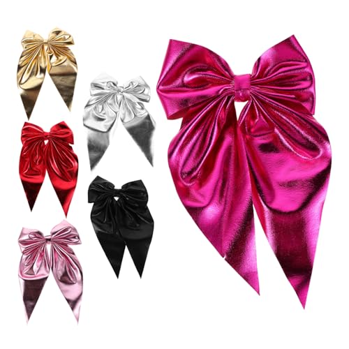 Homoyoyo 6 Stück Haarschleifen Clips mit Langem Satinband Metall Haarspangen mit Federmechanismus Elegante Französische Schleifen Haarschmuck für Damen und Mädchen in Gold Silber Rot von Homoyoyo