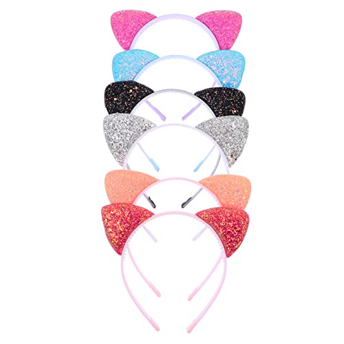 Homoyoyo 6 Stück Katzenohren Haarreif für Mädchen Glitzernde Party Accessoires für Halloween Festivals und Kindergeburtstage von Homoyoyo
