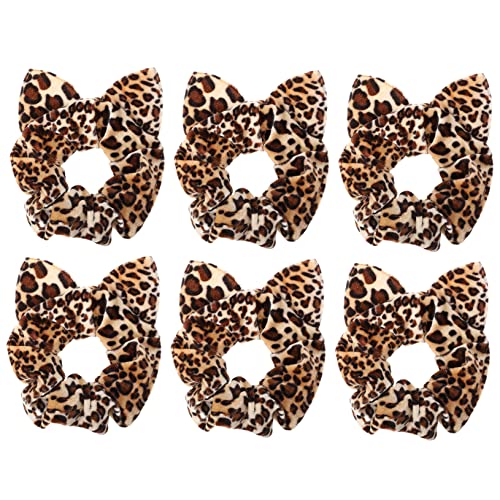 Homoyoyo 6 Stück Leopard Scrunchies Elastische Haargummis für Damen mit Tierohren Design zu Haaren Vielseitig Einsetzbar als Haarband oder Handgelenkband von Homoyoyo