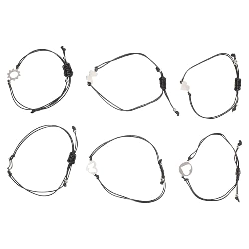 Homoyoyo 6 Stück String Retro Paar Fußkettchen Freundschaftsarmbänder Mutter Tochter Armband Paararmbänder Freunde Armband Paararmbänder Süße Armbänder Für Schwarzes Nylonseil von Homoyoyo