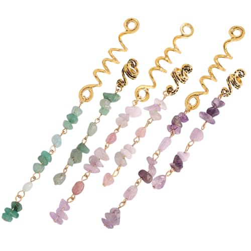 Homoyoyo 6 Stück Teiliges Bunte Haarperlen aus Natürlichem Stein Leichtes Haarschmuck für Zöpfe und Dreadlocks Vielseitige Haaraccessoires für Damen und Herren für Partys und Festivals von Homoyoyo