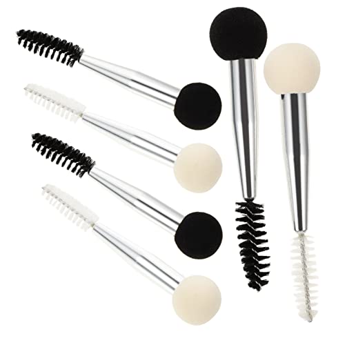 Homoyoyo 6 Stück Teiliges Dual End Make Up Pinselset mit Schwamm für Augenbrauenstempel Wimpern und Augenbrauenpinsel Vielseitig für Lidschatten Concealer Geeignet für Präzises Schminken von Homoyoyo