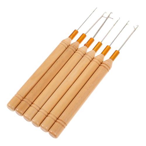 Homoyoyo 6 Stück Teiliges Haar Häkelnadeln aus Robustem Vielseitige Dreadlock und Zopfwerkzeuge mit Holzgriff für Frisuren Zuhause Salon Einfaches Einflechten von Zöpfen und Extensions von Homoyoyo