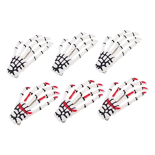 Homoyoyo 6 Stück Teiliges Halloween Haarspangen Set Skelett Hand Knochen Haarklammern Blutige und Knöcherne Motive Gruseliges Haarschmuck Zubehör für Mädchen Halloween Kostüm und Party von Homoyoyo