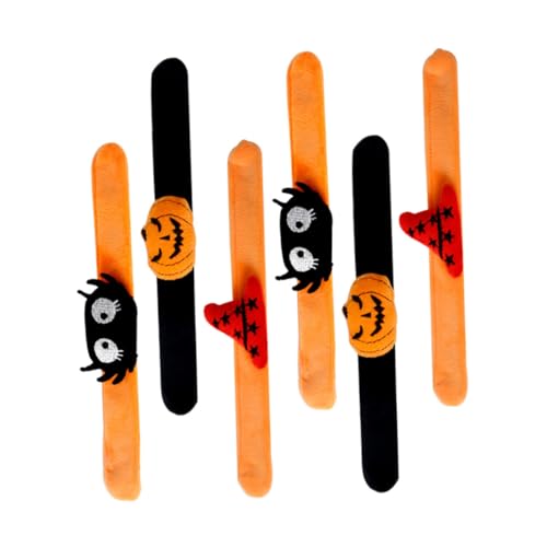 Homoyoyo 6 Stück Teiliges Halloween Schnapparmband mit Pumpkin Hexenhut und Spider Design Sichere Slap Wristbands Langlebig und Bequem für Jungen und Mädchen Party Deko und Mitgebsel von Homoyoyo