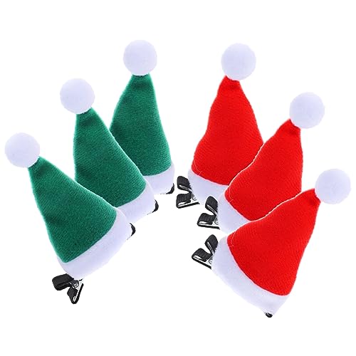 Homoyoyo 6 Stück Teiliges Mini Weihnachtsmützen Haarklammern Festliche Haarspangen Rot Grün für Damen und Mädchen für Weihnachtsfeiern und Partyaccessoires von Homoyoyo