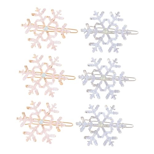 Homoyoyo 6 Stück Teiliges Schneeflocken Haarschmuck aus Langlebigem Legierungs Material Festliche Xmas Haarspangen Gold und Silber Weihnachts Haarclips für Damen für Festliche Anlässe und von Homoyoyo