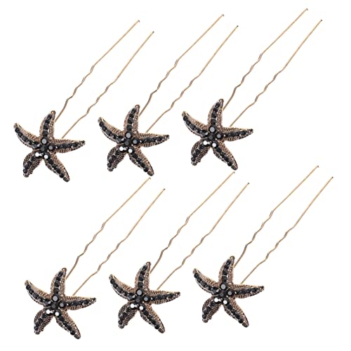 Homoyoyo 6 Stück Teiliges Schwarze Wasser Seestern Haarnadeln Haarschmuck für Damen Braut Haarspangen Elegant und Langlebig Passend zu Hochzeitskleid von Homoyoyo
