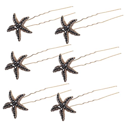 Homoyoyo 6 Stück Teiliges Schwarzer Strass Seestern Haarnadeln U Förmige Haarklammern Brautschmuck Damen Haaraccessoire für Festliche Anlässe und Styling Homoyoyo 6 Stück Teiliges Schwarzer Strass Seestern Haarnadeln U Förmige Haarklammern Brautschmuck Damen Haaraccessoire für Festliche Anlässe und Styling von Homoyoyo