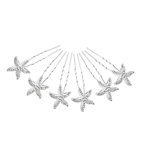 Homoyoyo 6 Stück Teiliges Set U Förmige Haarnadeln mit Meeresstern Design Handgefertigter Brautschmuck für Damen und Mädchen Leichter Eleganter Haarschmuck für Hochzeit Party und Besondere von Homoyoyo