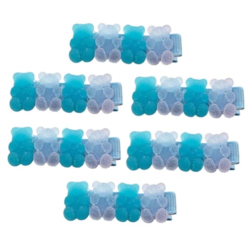 Homoyoyo 6 Stück Teiliges Süße Blaue Haarklammern für Mädchen Niedliche Weiche Bären Haarspangen Einfach zu Befestigen Langlebiges Material Haarschmuck Accessoire für Stylische Frisuren von Homoyoyo