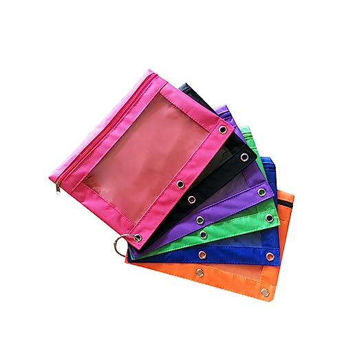 Homoyoyo 6 Stück Teiliges Transparenter Oxford Federmäppchen mit Luftlöchern Stifttasche für Bürobedarf Schwarz Orange Grün und Leicht Tragbar und Vielseitig Einsetzbar von Homoyoyo