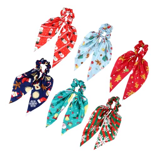 Homoyoyo 6 Stück Teiliges Weihnachts Haarband mit Schleifen Design Haarschleifen und Ponytail Halter Weiche Haarringe für Damen und Mädchen Festlich und Vielseitig für Party Alltag und von Homoyoyo