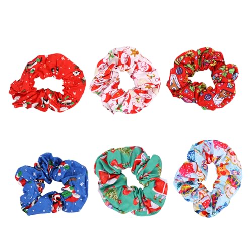 Homoyoyo 6 Stück Teiliges Weihnachts Haargummi aus Weichem Baumwollstoff Elastisch und Komfortabel Fest Haltend für Mädchen und Damen Vielseitiges Haaraccessoire für Festliche Frisuren und von Homoyoyo