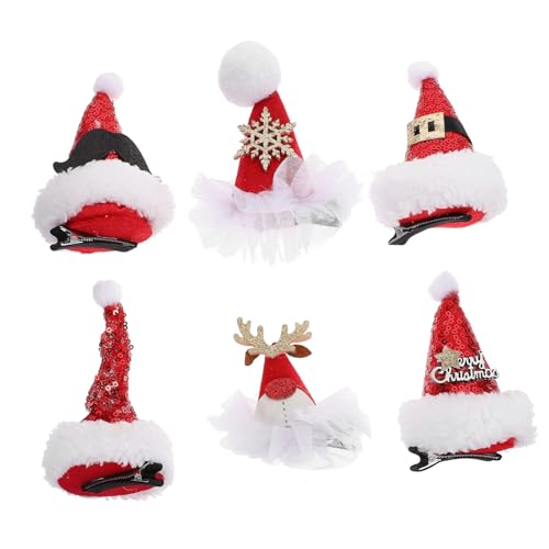 Homoyoyo 6 Stück Teiliges Weihnachts Haarschmuck mit Niedlichen Weihnachtsmützen und Rentier Haarspangen Kompakt Rutschfest Modisch für Damen Festtagen von Homoyoyo