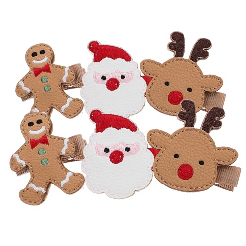 Homoyoyo 6 Stück Teiliges Weihnachts Haarspangen mit Süßen Weihnachtsmann Rentier und Lebkuchen Designs Starke Rutschfeste Haarclips für Damen für Weihnachtsfeier und Festliche Anlässe von Homoyoyo